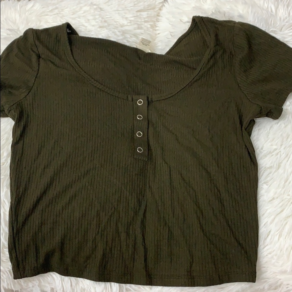 olive green crop top